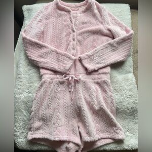 La vie en rose baby pink cozy knit long sleeve romper pyjama
